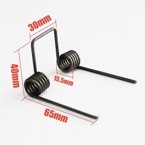 Double torsion spring,wire dia 2.5mm OD. 15.5mm feet length 65mm 5 coils ► Photo 1/6