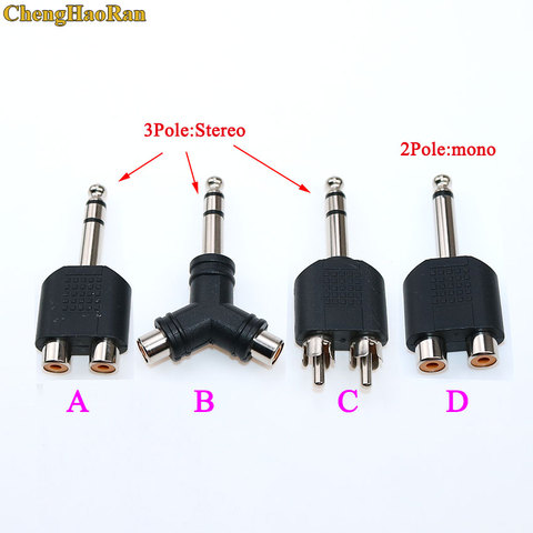 2/3 pole Mono/Stereo Jack 6.35mm to 2xRCA Jack Audio Converter Double Male/Female RCA to 6.5mm Male Plug Nickel Plated Connector ► Photo 1/2