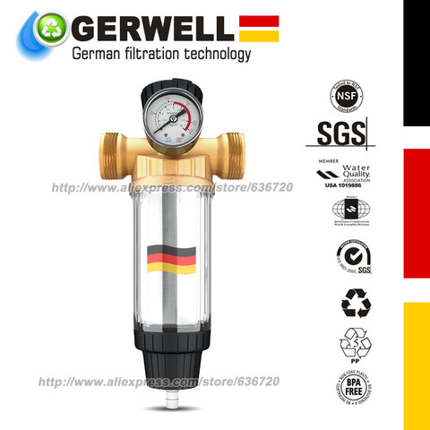 German technology  Pre Filter (WSP70) Reusable Whole House Spin Down Sediment Water Filter 40 Micron 1/2+1 