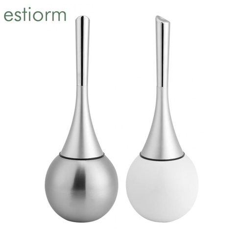 Estiorm Toilet Brush with Holder Modern Stainless Steel Bowl Cleaner  Brush Set Cleaning Tools for Bathroom Toilet black white ► Photo 1/6