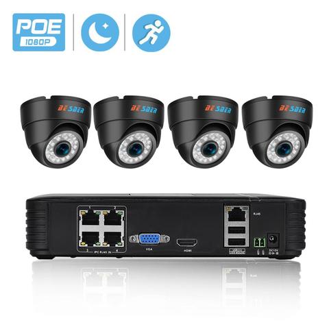 BESDER Home Surveillance System 4CH IP Security Camera PoE NVR Kit CCTV System 1080P 960P 720P 4 Indoor Dome IP Camera PoE ► Photo 1/5