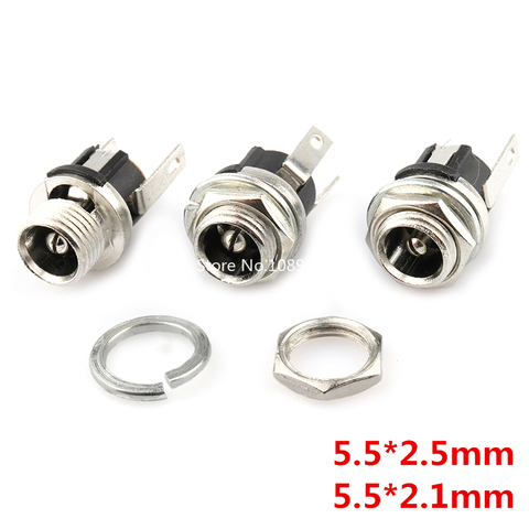 10pcs 5.5x2.1mm 5.5x2.5mm DC Socket With Nut DC Power Jack Socket Female Panel Mount Connector DC025 DC-025 ► Photo 1/4