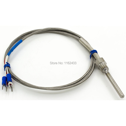 FTARP09 PT100 type 1m metal braided cable 50mm probe head RTD temperature sensor 1/8 1/4 3/8 1/2 3/4 inch thread ► Photo 1/6