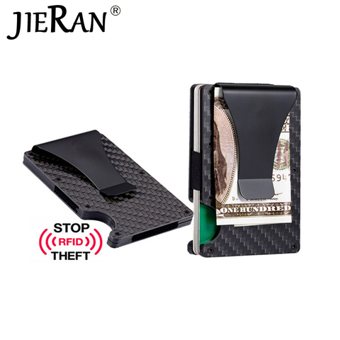 Hot Carbon Fiber Credit Card Holder Wallet New Design Minimalist Rfid Blocking Slim Metal Cardholder Anti Protect Clip for men ► Photo 1/6
