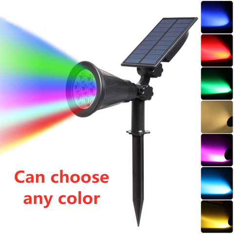 T-SUNRISE 7 LED Solar Spotlight Auto Color-Changing Outdoor Lighting Garden Solar Lamp Landscape Wall Light for Decoration ► Photo 1/6