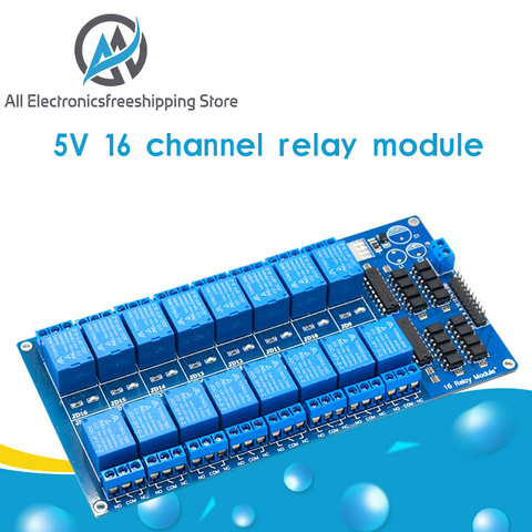 5V 16 Channel Relay Module for arduino ARM PIC AVR DSP Electronic Relay Plate Belt optocoupler isolation ► Photo 1/6