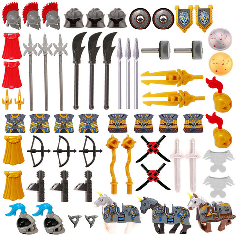 66Pcs Ancient Greek Ancient Roman Western Myth Medieval Building Block Weapon Armor Kit (For All Small Particle Blocks Figures) ► Photo 1/3