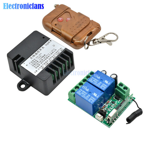 DC 12V Wireless RF Remote Control Switch Transmitter+ Receiver 2 Channel Relay Switch Module 315MHz 433MHz 2 Way Relays ► Photo 1/6