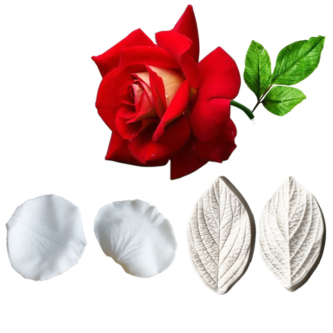 2022 New Large Rose Leaf Veiner Silicone Mold Cake Decorating Tools Chocolate Gumpaste Clay Weeding ,Sugarcraft Mould CS411 ► Photo 1/5