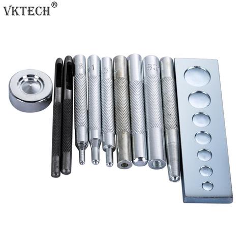 11pcs/set DIY Leather Tool Die Punch Hole Snap Rivet Button Setter Base Kit Leather Craft Tools hole punches ► Photo 1/6