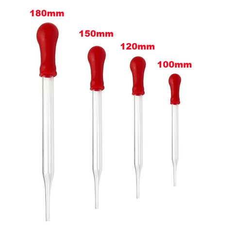 10 Glass Test Tubes with Red Pipette, Frameless Laboratory Transparent Non-toxic Teaching Equipment 10cm/12cm/15cm/18cm ► Photo 1/6