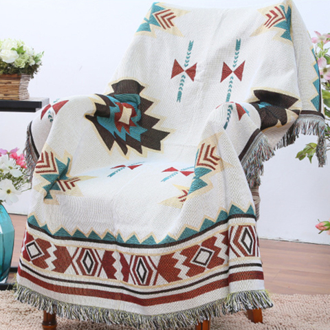 Ethnic Style Geometric Sofa Blanket Leisure Blanket Tapestry Soft Warm Cotton Blanket Spring And Autumn Light Sofa Blanket ► Photo 1/6