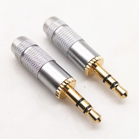 2Pcs Gold Plated 3.5mm Stereo 4 Pole Headphone Jack Plug Audio Solders Connectors High Quality Silver RCA ► Photo 1/4