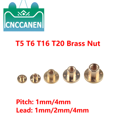 T5 T6 T16 T20 leadscrew nut Pitch 1mm/2mm Lead 1mm/2mm/4mm Brass Lead Screw Nut for CNC Parts 3D Printer Accessories ► Photo 1/6