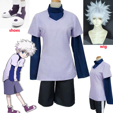 Anime Hunter x Hunter Cosplay Killua Zoldyck Cosplay Costume Custom Made HunterXHunte COXPLAY SUIT Killua Zoldyck Halloween wig ► Photo 1/6