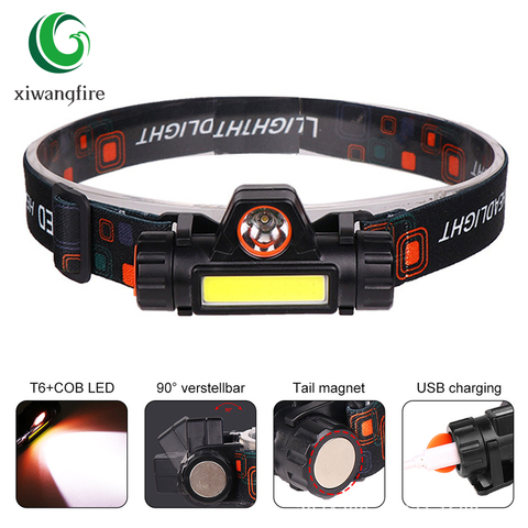 Portable Mini Flashlight Lantern Q5 + COB LED Headlamp Built-in 18650 Battery Outdoor Camping Headlight Fishing Lamp Magnetic ► Photo 1/6