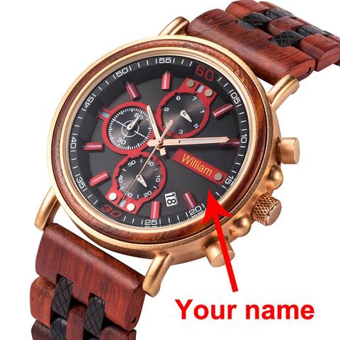 BOBO BIRD Personalized Wood Watch Men Luxury Chronograph Customize Watches Anniversary Christmas Gift for Him Dropshipping OEM ► Photo 1/6