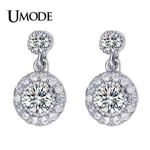 UMODE Fashion White Gold Color Drop Earrings for Women CZ Crystal Earring Orecchini Fashion Jewelry Anillos Mujer Femme AUE0097 ► Photo 1/6