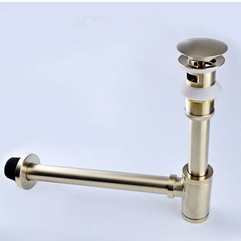 Solid Brass Drain Bathroom Lavatory Sink Push-down Pop Up T-trap brush gold with or without overflow bathroom accessories ► Photo 1/6