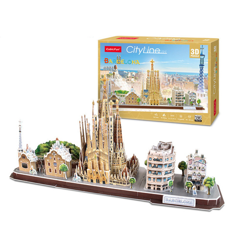 Spain Barcelona City 3D Puzzle Game Paper DIY Toy Model London Paris Moscow Famous Building Assemble Game Toys For Kids Gift ► Photo 1/6