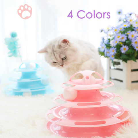 Qsezeny 3/4 Levels Pet Cat Toy Training Amusement Plate Kitten Tower Tracks Disc Cat Intelligence Amusement Triple Disc tumbler ► Photo 1/6