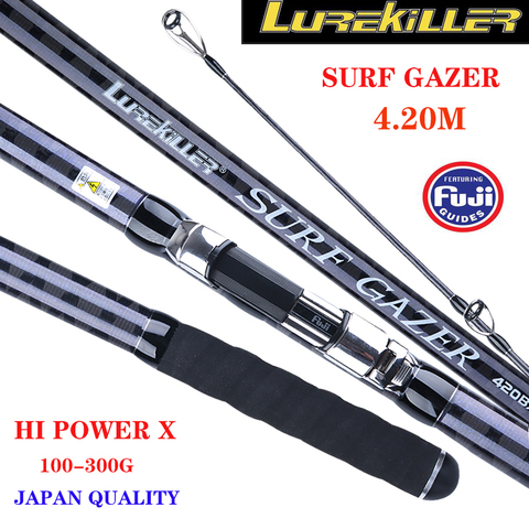 Lurekiller Japan Quality 46T Hi Power X Spiral Carbon SURF GAZER Fuji Surf Rod 4.2M 3 Sections BX Surf casting rods 100-300G ► Photo 1/6