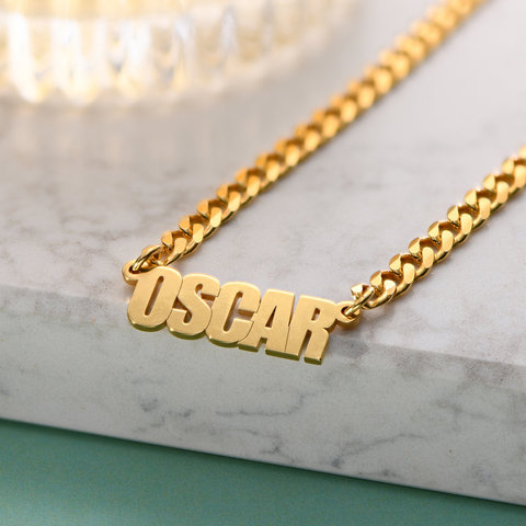 Gold Color 5MM Cuban Chain Customized Name Necklaces Pendant Handmade Jewelry Stainless Steel Women Men Nameplate Charm Necklace ► Photo 1/5