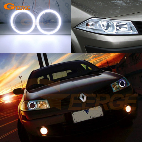 For RENAULT MEGANE 2 II 2006 2007 2008 2009 Facelift headlight Excellent Ultra bright COB led angel eyes halo rings Day Light ► Photo 1/6