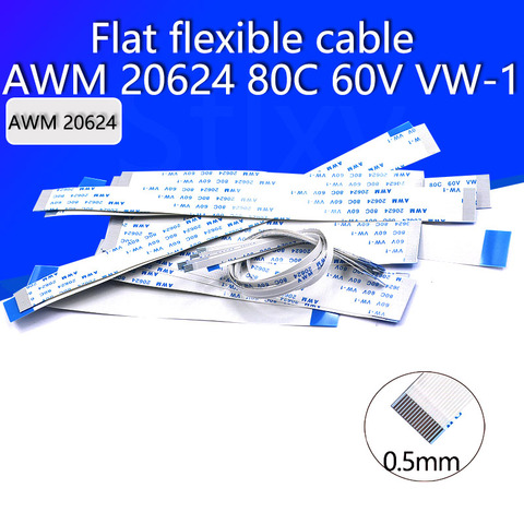 10PCS Flat flexible cable FFC FPC LCD cable AWM 20624 80C 60V VW-1 FFC-0.5MM  Flat connection cable 6/10/12/16/20/30/40Pin ► Photo 1/6