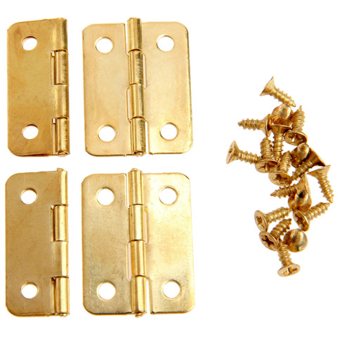 20pcs/4pcs Gold Hinges +screws Iron Decorative Hinges 24*18mm 4 holes Vintage Wooden Jewelry Box Wine case Furniture Accessories ► Photo 1/6
