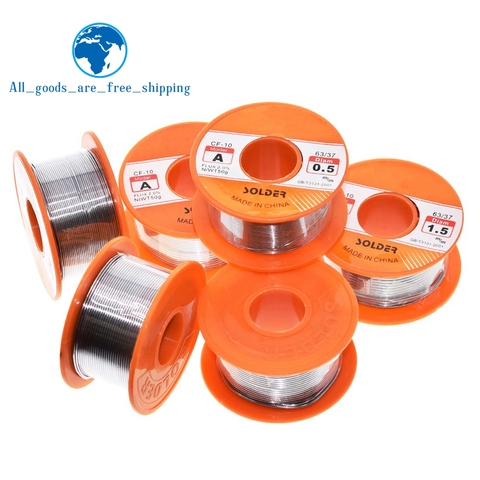 TZT 0.6/0.8/1/1.2/1.5MM 63/37 FLUX 2.0% 45FT Tin Lead Tin Wire Melt Rosin Core Solder Soldering Wire Roll For diy ► Photo 1/6