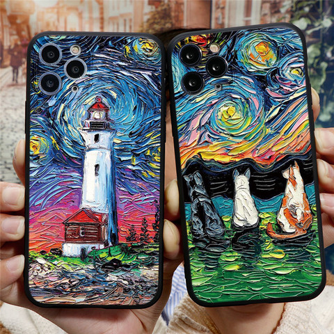 3D Emboss Case For iPhone SE 2022 XR X 7 8 6 Plus 7Plus 8plus 5 Soft Silicon Oil Painting Cover For iPhone 11 12 Pro XS Max Capa ► Photo 1/6