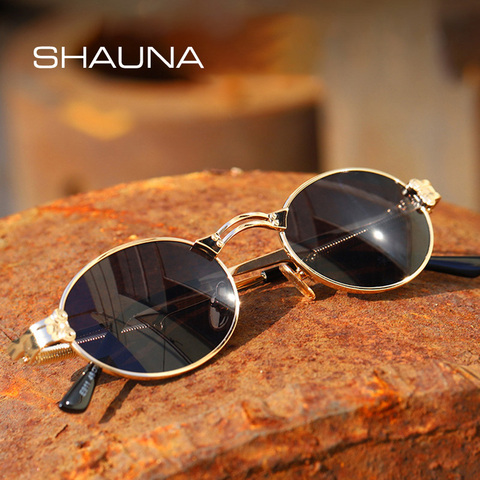 SHAUNA Retro Metal Punk Women Sunglasses Spring Leg Oval Rock Shades Men UV400 ► Photo 1/6