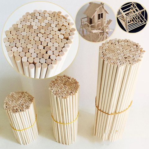 10Pcs DIY Round Wooden Sticks for Crafts Food Ice Lollies and Model Making  Cake Dowel for