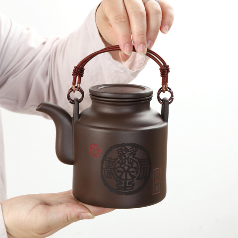 2017 New Chinese Purple Clay Tea Pot Chinese Kung Fu Zisha Large Capacity With Filter Handle Hand-painted Teapot Kettle Set ► Photo 1/5