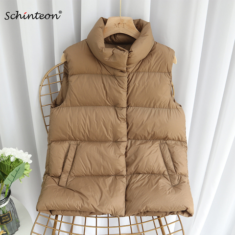 Schinteon Women Ultra Light Down Vest Casual Slim Waistcoat 90% White Duck Down Gilet New Arrival 2022 ► Photo 1/6