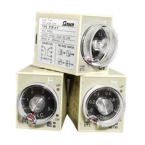 2022 A grade time relay 220v ST3PA-E/F/G good quality time delay relay 220VAC off delay timer relay 8 pins off timer time ► Photo 1/6