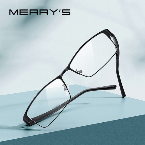 MERRYS DESIGN Men Titanium Alloy Glasses Frame TR90 Legs Myopia Prescription Eyeglasses Optical Frame Business Style S2211 ► Photo 1/6