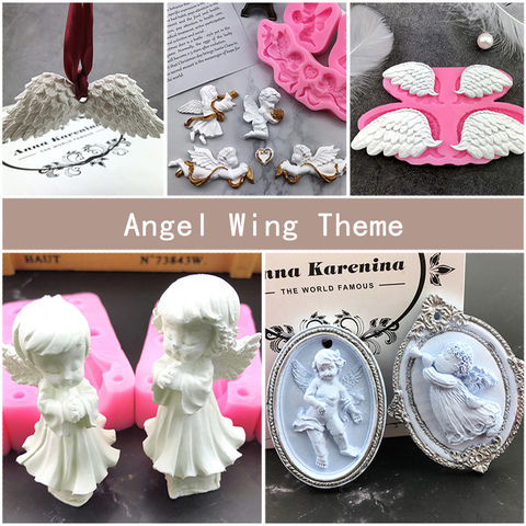 Many Kinds Sugarcraft Angel Wing Pendant Frame silicone mold fondant boy girl cake decorating tools chocolate gumpaste mold ► Photo 1/6