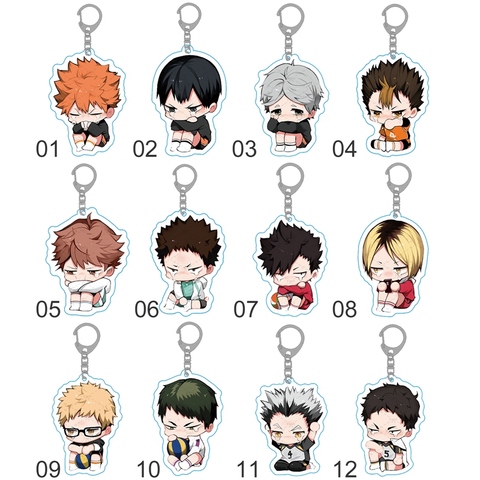 High Quality Haikyuu! Anime Volleyball Boy Japan Acrylic Rubber Keychain Cute Cartoon Funny Crying Face Key Ring Pendant ► Photo 1/6