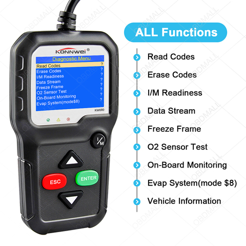 KONNWEI KW680s ODB2 Automotive Scanner Engine Fault Code Reader Car Diagnostic Tool ODB2 Better AD410 Scan Tool obd2 Autoscanner ► Photo 1/6