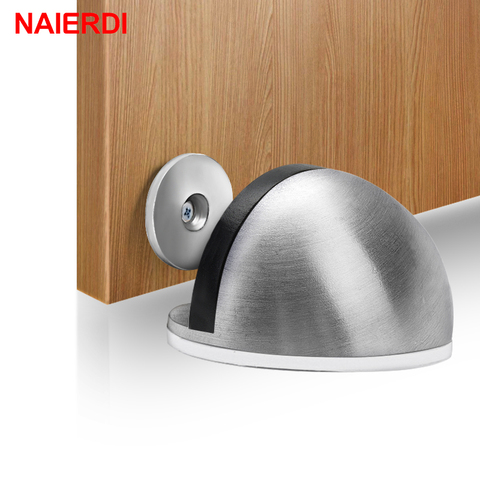 NAIERDI Stainless Steel Rubber Magnetic Door Stopper Non Punching Sticker Hidden Door Holders Floor Mounted Nail-free Door Stops ► Photo 1/6