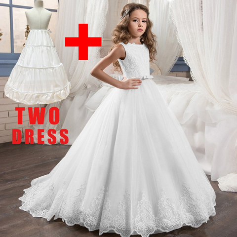 2022 Wedding Girl Dress First Comunion Dress for Girl Evening Princess Flower Girls Dress Clothes Costume Vestido 8 -14 Year ► Photo 1/6