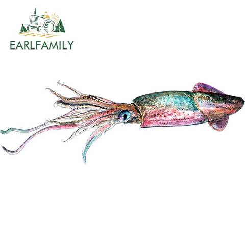 EARLFAMILY Cartoon Car Sticker Squid Sticker Decal Wildlife Outdoors Nature Hunt Camp Art Decal Vinyl Car Styling Decoration ► Photo 1/6