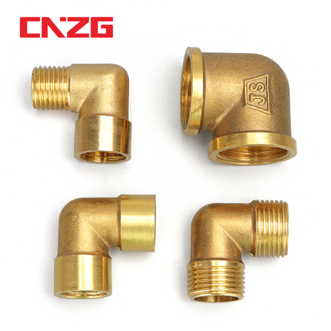 2pcs 90° Brass Elbow Connector 1/8 1/4 3/8 Pipe Fitting Female x