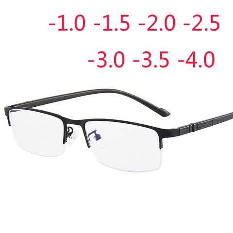 Anti-blue light Metal Half Frame Myopia Glasses Men Ultralight Finished Short-sighted Eyewear Women -1.0 -1.5 -2.0 -3.0 -4.0 ► Photo 1/6