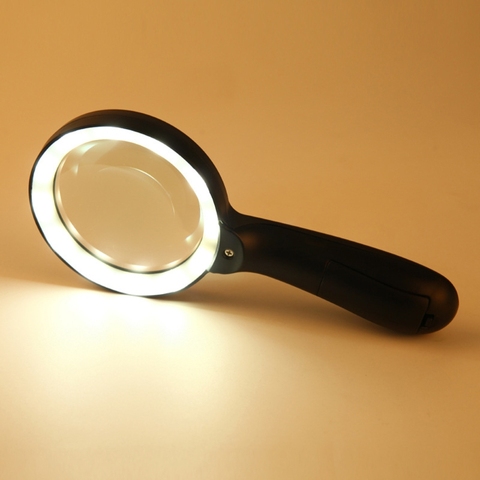 Lighted Magnifying Glass-10X Hand held Large Reading Magnifying Glasses with 12 LED Illuminated Light for Seniors, Repair, coins ► Photo 1/6