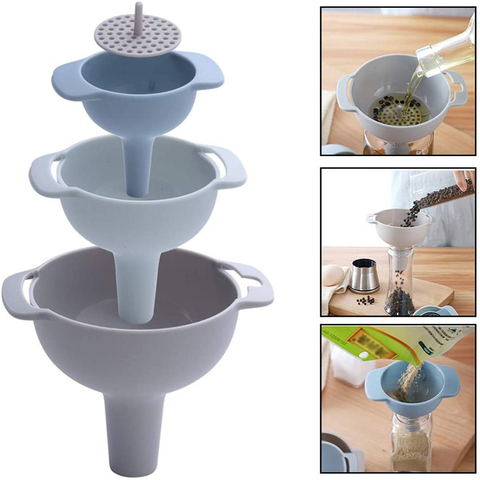 4-in-1 Funnels Set Oil Funnel Strainer Kitchen Tools Oil Water Spices Wine Flask Filter Funnel Plastic Kitchen Accessories ► Photo 1/6