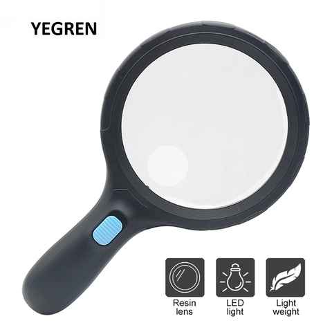 90mm 120mm 138mm Extra Large Lens Handheld Magnifier Illuminated Magnifying Glass with 10 12 LED Light Reading Magnifying Glass ► Photo 1/6