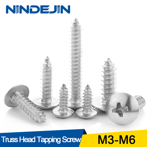 NINDEJIN 20/55pcs Cross Recessed Truss Head Self-tapping Screw 304 Stainless Steel M3 M4 M5 M6 Phillips Mushroom Head Wood Screw ► Photo 1/6